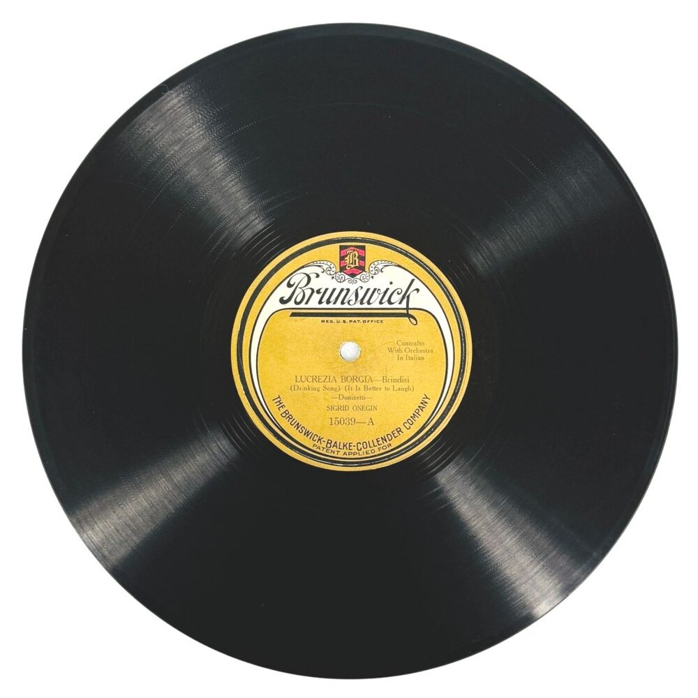 Sigrid Onegin Lucrezia Borgia - Brindisi 10in Shellac 78 RPM Brunswick 15039 VTG